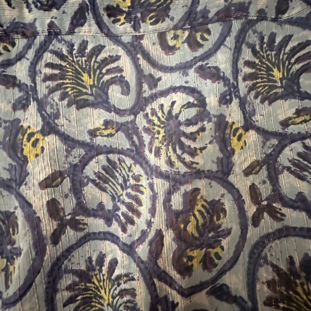 Maison Hotel Roberta Dress Vintage Blue and Ivory  Size XL - Picture 11 of 11